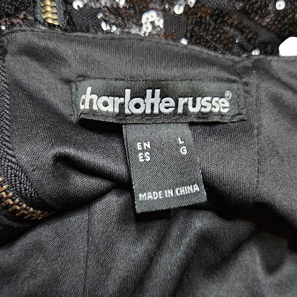 Charlotte Russe Large Black Sequin Strapless Sweetheart Mini Bodycon Dress - Picture 7 of 8